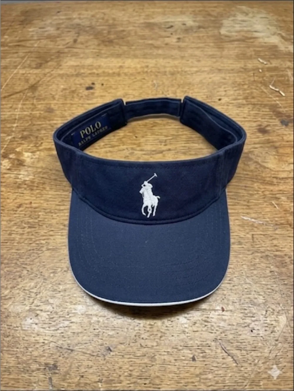 Vintage 1990’s Ralph Lauren Women's Navy Visor with White Pony Accent - Picture 2 of 4